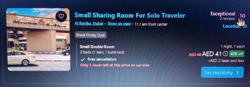 Půdorys ubytování Small Sharing Room For Solo Traveler