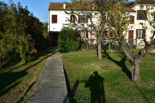 a shadow of a person standing next to a tree at Casa Alice in Raccano
