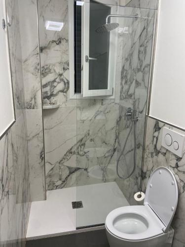 a bathroom with a shower with a toilet and a sink at Best Apartment in Florence in Sesto Fiorentino