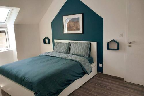Llit o llits en una habitació de Villa d'architecte tout près d'Honfleur - SPA