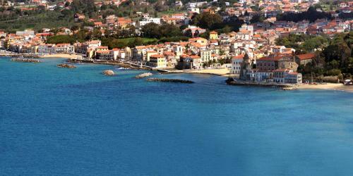 an aerial view of a town on the water at Palazzo Iaquinto in Santa Maria di Castellabate
