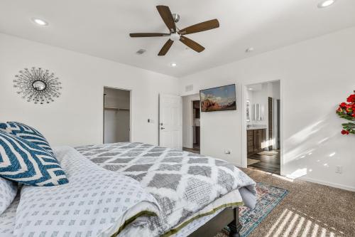 a bedroom with a bed and a ceiling fan at Andante Trail - Unit A - Red Rock Retreat in Sedona