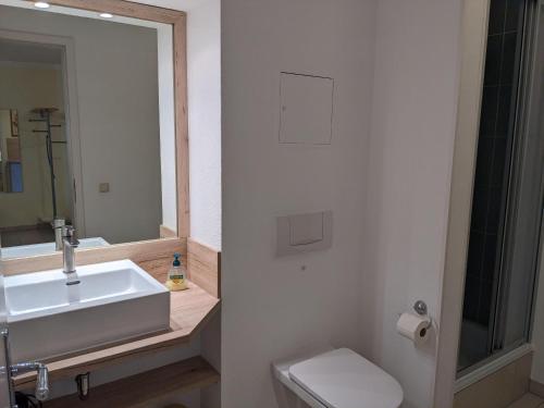 キュールングスボルンにあるStrandstrasse-32-Wohnung-17-755のバスルーム(洗面台、トイレ、鏡付)