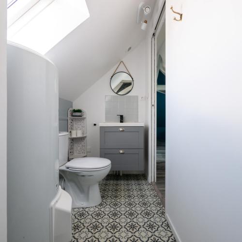 une salle de bain avec toilettes et lavabo dans l'établissement Liris - Hyper Centre - Wifi - 4 personnes - Rêve au Mans, au Mans