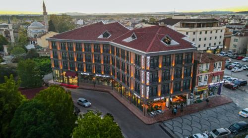 an overhead view of a building in a city at WestDoor Hotel in Edirne