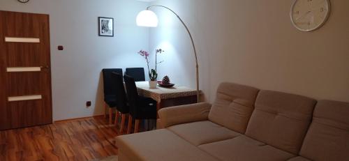 sala de estar con sofá y mesa en Apartament 2 pokoje w centrum Opola en Opole