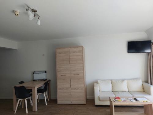 ein Wohnzimmer mit einem Sofa und einem Tisch in der Unterkunft Room in Studio - Value Stay Residence Mechelen - Studio Triple in Mechelen