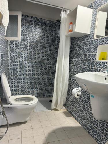 a bathroom with a toilet and a sink at Dar Lola Djerba in Houmt Souk