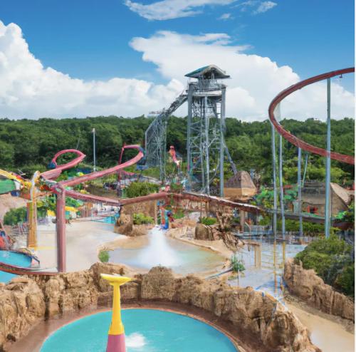 a view of a water park with a roller coaster at Cozy Mountain View Condo in Vernon Township
