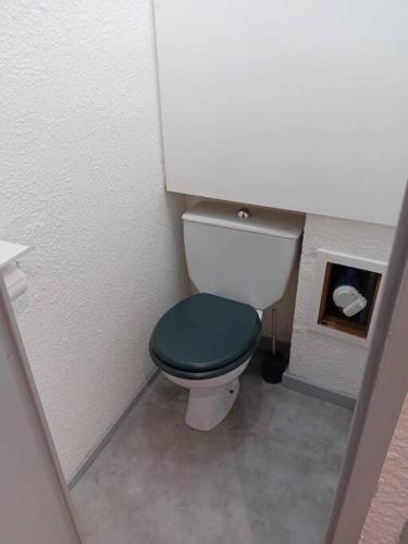La salle de bains est pourvue de toilettes avec un couvercle vert. dans l'établissement Studio 4 couchages 