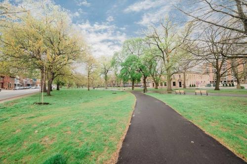 a path in a park with benches and trees at 1st Floor - Free Parking - Washer & Dryer - AGH in Pittsburgh