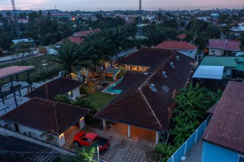an aerial view of a house with a yard at PX POOL VILLA PATTAYA in Nong Prue