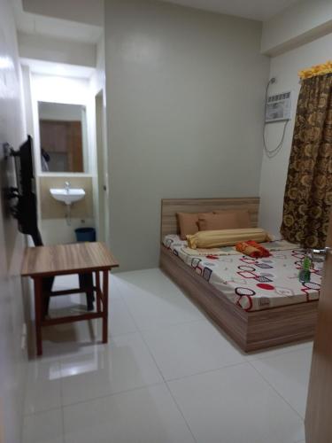 a bedroom with a bed and a table and a television at CELCOR PENSION HOUSE in Cabatuan