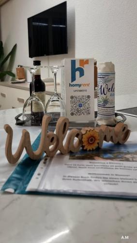 a table topped with a happy new year sign on a table at Relax-Lugano Lake in Bissone