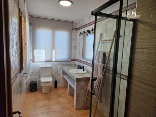 a bathroom with a toilet and a sink at ATICO RIO GENIL in Cenes de la Vega