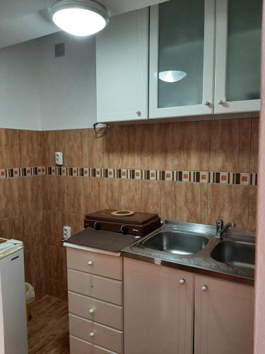a kitchen with a sink and a counter top at ApartmentBD in Budva