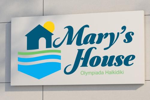 a sign for a happy house on a wall at ''Mary's House'' Entire residence Olympiada Halkidiki Near to Sea 200m ! in Olympiada