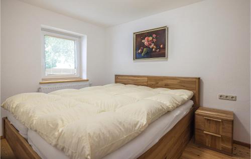 a large bed in a room with a window at Cozy Home With Fireplace in Oberwart