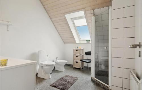 尤斯明德的住宿－Gorgeous Home In Juelsminde With Wifi，一间带卫生间、水槽和镜子的浴室