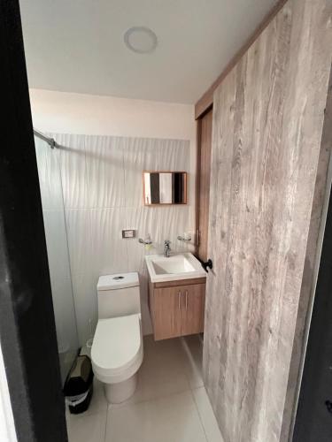 a bathroom with a toilet and a sink at Apartamento en Cartago in Cartago