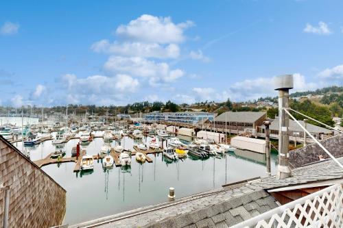 a bunch of boats are docked in a marina at Beautiful Briny Retreat in Newport