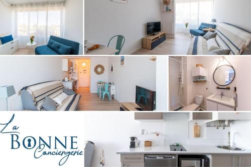 - un collage d'un salon et d'une maison rénovée dans l'établissement La tranquillité des flots *Wifi * Carnon Plage * Proche Montpellier, à Mauguio