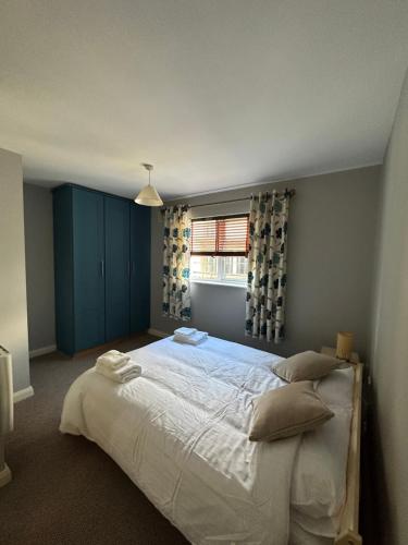 a bedroom with a large bed and a window at Stunning City Centre Apartments in Waterford