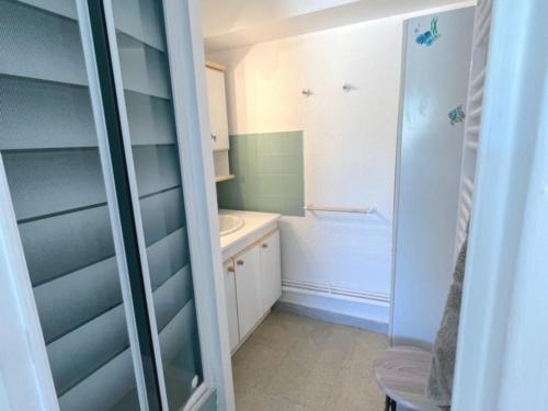 y baño con ducha y lavamanos. en Appartement Sarzeau, 2 pièces, 5 personnes - FR-1-639-57, en Sarzeau