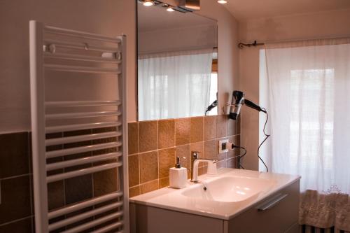 a bathroom with a sink and a mirror at Casa Gallinotto in Alba