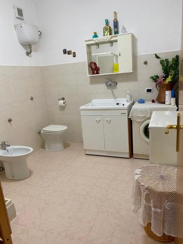 a bathroom with a toilet and a sink and a washing machine at Anna&Franco Guest House in Isernia