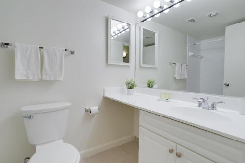 bagno bianco con servizi igienici e lavandino di Elegant & charming Apartment in Crystal City ad Arlington