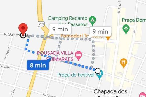 a map of the route to pucadia village at Casas de alto padrão em Condominio Privado in Chapada dos Guimarães