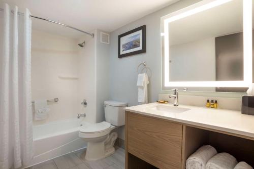 a bathroom with a sink and a toilet and a mirror at Best Western Plus Mobile Inn and Suites in Mobile