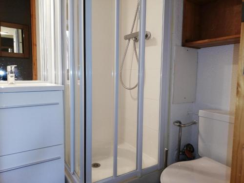 ヴァルモレルにあるAppartement Valmorel, 2 pièces, 4 personnes - FR-1-356-235のバスルーム(シャワー、トイレ、洗面台付)