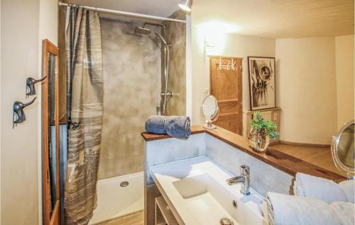 a bathroom with a sink and a shower at Awesome Home In Malataverne With Private Swimming Pool, Can Be Inside Or Outside in Malataverne