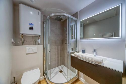 a bathroom with a shower and a toilet and a sink at Duployé N10 in Grenoble