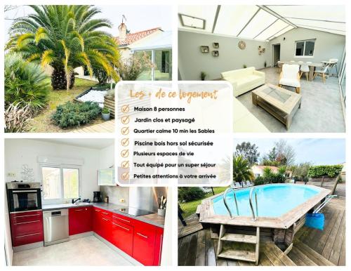 un collage de photos d'une maison avec une piscine dans l'établissement 