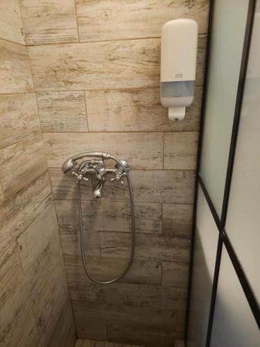 a shower with a shower head in a bathroom at Stay in TimisoarAcom in Timişoara
