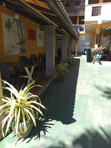 a patio with potted plants in a building at Praneeth Guest House in Mirissa