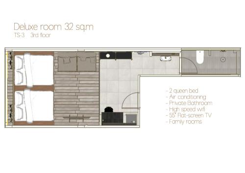 a floor plan of a bathroom with a window at Theme Stories - Boutique Guesthouse in Bangkok