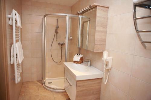 Koupelna v ubytování Appartements Dullnig