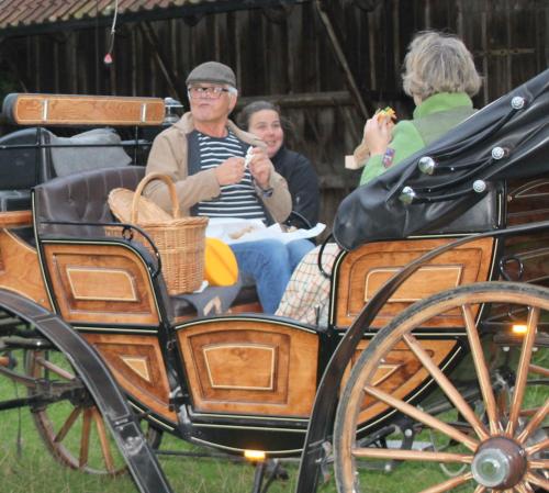 a group of people riding in a horse drawn carriage at Yxkullsund Säteri B&B - Manor & Estate since 1662 in Lagan
