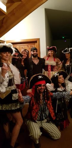 a group of people dressed in costumes posing for a picture at Dwa Dęby in Lubawka