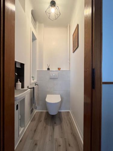 a bathroom with a toilet and a sink at Townhouse - Strasbourg Robertsau in Strasbourg
