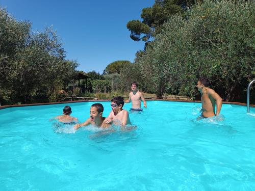 un grupo de personas en una piscina en Agriturismo la Romanella en Viterbo