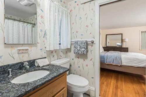 łazienka z umywalką, toaletą i łóżkiem w obiekcie Mill Pond Vista w mieście Chatham