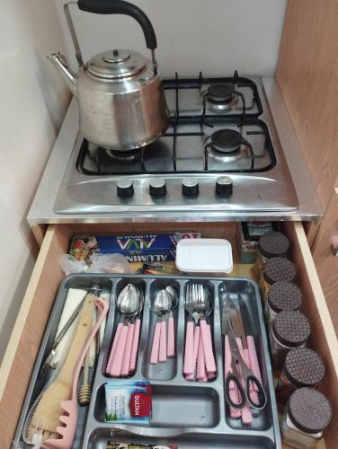 Kuchyň nebo kuchyňský kout v ubytování Appartement Sala Al Jadida