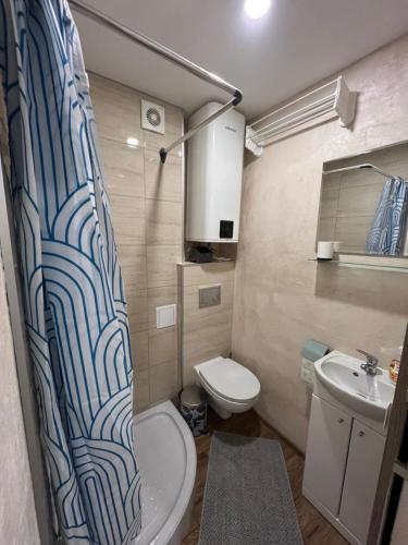 a bathroom with a toilet and a sink at ApartamentsByMatyrafa-IV in Tarnowskie Góry