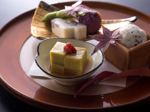 a plate of different types of desserts on a table at Kotohira Kadan in Kotohira