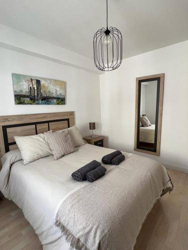 a bedroom with a large bed with two pillows on it at Apartamento en Centro - Vial in Córdoba